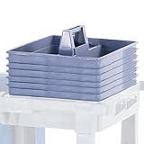 Carlisle FoodService Products Janitorial 6pk Tool Caddy - 3-Compartment Organizer for Janitorial Cart, Durable Polypropylene Construction, Portable and Versatile for Commercial Use (6 Pack)