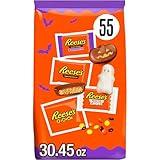 REESE'S Assorted Flavored Snack Size Peanut Butter, Halloween Candy Bag, 30.45 oz (55 Pieces)
