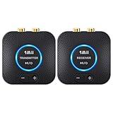 1Mii 2.4GHz Wireless Audio Transmitter Receiver Set for TV, 260Ft/80M Long Range 25ms Low Latency with AUX RCA in/Out,Wireless Audio Adapter for TV PC Powered Speaker Amplifier Soundbar