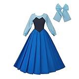 SFWXCOS Women's Princess Mermaid Costume Blue Classic Cosplay Party Dress with Headwear (XS, Blue)
