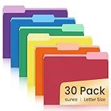 SUNEE File Folders, 30 Pack Manilla Folders 8.5 x 11, Colored File Folders Home Office School Supplies for Documents Files Paper, 6 Assorted Colors