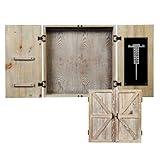 American Legend Barnwood Dartboard Cabinet with Wheat Finished Barn Style Doors - Dartboard Not Included