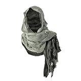 Wrap Dune Wasteland Hooded Shawl With Viking Brooch | Cowl Scarf Rogue Medieval Cloak Renaissance Costume Cape Accessories (Green)