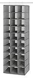 Whitmor 30 Sections Hanging Clothes Closet Organizer, Space Saving Breathable Fabric Shoe Storage for Bedroom, Laundry, Dorm, Crosshatch Gray