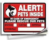 iSYFIX Alert Pets Inside Signs Stickers – 4 Pack 7x5 Inch – Premium Self-Adhesive Vinyl, Laminated for Ultimate UV, Weather, Scratch, Water and Fade Resistance, Indoor and Outdoor