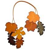 Genuine Leather Keychain, Animal Leather Keychain, Animal, Real, Pet Lover Keyring Charm Pendant Gifts (Seven Leaves)
