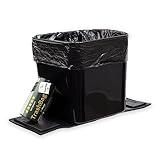 HAUSSIMPLE Car Trash Can Leakproof Compact Garbage Bin w/Stability Flap, Anti-Slip Base, Portable Trash Holder for Cars, Trucks, SUVs, Minivans, Auto Organizer with Trash Bags (Black, Large)