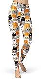 Women's Cartoon Animal Printed Leggings Ultra Soft Full Length Elastic Pants (Plus Size, Siamese Cat)