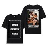 ISUNMEA Custom T-Shirts for Men Women, Custom Tees Shirt Design Your Own, Personalized Photo/Text T-Shirt (US, Alpha, X-Large, Regular, Regular, Black)