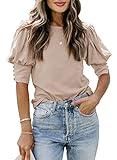 DOROSE Womens Tops Women Blouses Short Sleeve Shirts Spring Summer (Oatmeal, L)