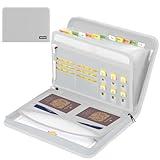 Accordion File Organizer,13 Pockets Fireproof Expanding File Folder with Multi Pockets,Portable Business Fire Safe Storage Document Organizer Folder with Zipper for Documents and File,Silver