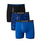 Hanes Men's X-Temp Total Support Pouch Boxer Brief, Anti-Chafing, Moisture-Wicking Underwear, Multi-Pack, Blue/Black, Large