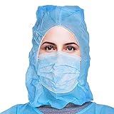 EZGOODZ Blue Disposable Hood Caps One Size. Pack of 100 Disposable Bouffant Hoods. 18 GSM Polypropylene Disposable Hoods with Elastic Band. Well-Ventilated Protective Caps Hoods Hairnets Unisex
