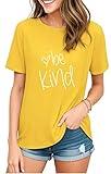 Be Kind T Shirts Women Cute Graphic Blessed Shirt Funny Inspirational Teacher Fall Tees Tops (S, Yellow01)