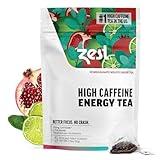 Zest 135mg High Caffeine Energy Leaf Blend - Pomegranate Mojito Green Tea - 20 Pack Bag - All Natural Strong Flavored Healthy Coffee Alternative Highly Caffeinated Substitute - Perfect for Keto