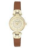 Anne Klein Women's 109442CHHY Gold-Tone Champagne Dial and Brown Leather Strap Watch