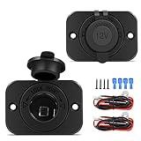 Nilight 2 Pack Car Cigarette Lighter Socket DC 12V Waterproof Power Outlet Adapter Replacement with Terminals Wires and Screws for Marine Boat Motorcycle, Boat, Car,Truck, RV, ATV