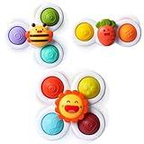 ALASOU 3PCS Pop Suction Cup Spinner Toys for 1 Year Old Boy Girl|Novelty Spinning Tops Toddler Toys Age 1-2|Sensory Baby Bath Toy for Toddlers 1-3|12 18 Months Boy Birthday Gift for Infant
