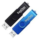 SamData 32GB USB Flash Drives 2 Pack 32GB Thumb Drives Memory Stick Jump Drive with LED Light for Storage and Backup (2 Colors: Black Blue)