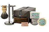 Gentleman Jon Deluxe Vintage Wet Shave Grooming Set for Men - Safety Razor, Brush, Alum Block, Soap, Bowl, Blades, Stand & Dopp Kit