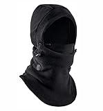 Tough Headwear Balaclava Ski Mask for Men and Women - Heavyweight Fleece Winter Shiesty Cover - Extreme Cold Weather Full Face Masks - Skiing & Snowboarding Snow Gear - Black