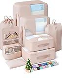 Veken 8 Set Packing Cubes for Travel, Birthday Gifts for Women Mom Her, Cruise Ship Essentials Accessories for Beach Vacation, Suitcase Organizer Bags for Luggage with Hanging Toiletry & Shoe Bag