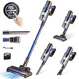 Cordless Vacuum Cleaner, 550W 45KPA 45 Mins Self-Standing Vacuum Cleaners for Home, Stick Vacuum with LED Touch Screen & Rechargeable 2500 mAh Battery, Handheld Vacuum for Pet Hair/Carpet/Floor