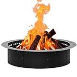 OutVue 36 inch Fire Ring, Large Round Firepit Insert,Fire Pit Ring for Camping, Wood Burning Fire Pit for Yard,Garden,Outdoor Fireplace, DIY Fire Rings for Outside