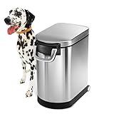 simplehuman 25 Liter, 27 lb / 12.2 kg Medium Pet Food Storage Container for Dog Food, Cat Food, and Bird Feed, Brushed Stainless Steel