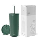 Simple Modern Insulated Tumbler with Lid and Straw | Iced Coffee Cup Reusable Stainless Steel Water Bottle Travel Mug | Gifts for Women Men Her Him | Classic Collection | 20oz | Forest