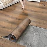 Chejiaye Luxury Thicken Wood Grain Peel and Stick Vinyl Flooring Roll 17.72"x118"Self-adhesive Vinyl Floor Tiles with Moisture Proof Aluminum Foil Layer,Waterproof/Anti Slip/Anti Dent,Brown/14.5 Sq.Ft