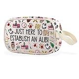 WCGXKO Funny True Crime Clear Makeup Bag Adult Humor Gift True Crime Podcasts Gift for True Crime Lover (Just Here Cbag)