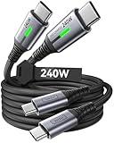 INIU USB C to USB C Cable, [240W, 6.6ft 2-Pack] Fast Charging Type C Charger Cord, Braided USBC to USBC Phone Charger Cable for iPhone 16 15 Pro Max Samsung S24 S23 Laptops iPad Switch Steam Deck etc.