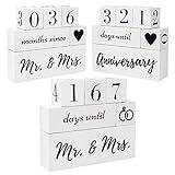 Wedding Countdown Calendar Block Engagement Gifts for Couples and His and Hers, Bride to Be -Includes Reversible Text Block for Marriage, Anniversary Celebration - Recently Engaged Gift Fiance Gifts