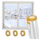 AGHITG Window Insulation Kit,POF Clear Shrink Film 63 Inch x 33FT Length Insulation Film with Double-Sided Tape for Weatherproofing Window Insulation for Winter.