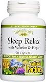 Herbal Factors Sleep Relax Formula by Natural Factors, Natural Sleep Aid with Valerian Root, Passion Flower and Skullcap, Non-GMO, 90 capsules (90 servings)