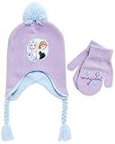 Disney Girls’ Winter Set: Ear Flap Beanie Hat, Gloves or Mittens: Elsa, Anna, Princess (Age: 2-7), Size Age 2-4, Purple Mitten