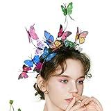 DEEKA Butterfly Headbands Fascinators Hat Costume Crown Colorful Handmade Headpiece for Women and Girls - P-Multi