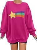 UYIQL Mabel Pines Sweater Women Star Rainbow Long Sleeve Pullover for Gravity Falls Fans Rose Pink M