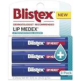 Blistex Lip Medex Stick, 3 Count, 0.15 oz Each, Advanced Hydration, Medicated Relief with Cooling, Soothes and Protects, Restores Healthy Moisture Balance to Lips, 1 Pack