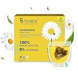 Teabox Premium Organic Green Tea With Chamomile Flowers | 100% Whole Leaf Green Tea Leaves With Whole Chamomile Flower | 0% Bitterness | USDA ORGANIC | 50 Tea Bags (Low Caffeine)