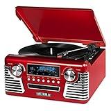 Victrola 50's Retro Bluetooth Record Player & Multimedia Center with Built-in Speakers - 3-Speed Turntable, CD Player, AM/FM Radio | Wireless Music Streaming | Red