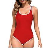Swimsuit for Women 2024 Labor Day Deal Bathing Suit for Women One Piece Tummy Control Square Neck Sporty Swimsuits Modest Slimming Push up Monokini Swimwear
