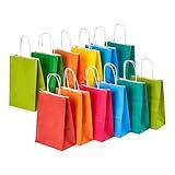 RACETOP 32 Pack Small Paper Gift Bags with Handles, 5.8"×3.2"×8.25" Kraft Paper Party Favor Bags Bulk for Kids Birthday, Baby Shower, Crafts, Wedding, Party Supplies (8 Colors)