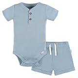 Gerber Baby Bodysuit and Shorts Set, Blue, 12 Months