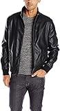 Tommy Hilfiger Men's Smooth Lamb Faux Leather Unfilled Bomber Jacket, Black, Small
