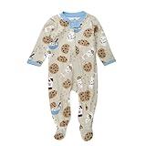 HonestBaby Sleep and Play Footed Pajamas One-Piece Sleeper Jumpsuit Zip-Front Pjs Organic Cotton for Baby Boys, Unisex, Milk N Cookies, 0-3 Months