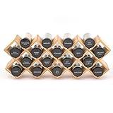 Kamenstein 18 Jar Criss-Cross 2-in-1 Spice Organizer for Countertop or Wall with Spices Included, FREE Spice Refills for 5 Years, Bamboo with Black Caps