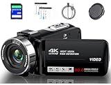 THPACIP Camcorder Video Camera 4K Ultra 80MP Vlogging Camera for YouTube 18X Digital Zoom Camcorder Recorder 3.0" IPS HD Screen IR Night Vision with 32GB SD Card, Lens Cap, 2 Batteries