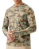 Pudolla Men's Sun Protection Hoodie Shirts UPF 50+ Rash Guard SPF Long Sleeve Fishing Shirt for Men Swim Hiking Boating(Brown Camo Large)